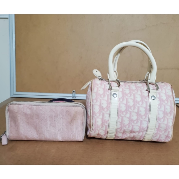 Dior Handbags - CHRISTIAN DIOR Pink Logo Mini Boston Bag